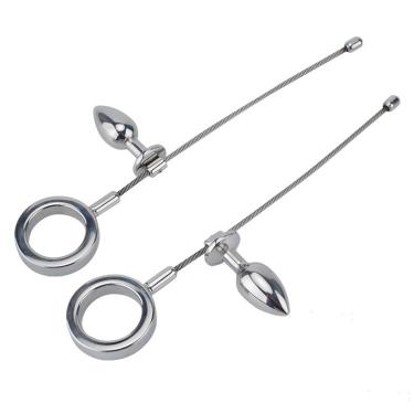 Anal Penis Ring With Beads Butt Plug for Erection Enhancement Pair Sex Toy