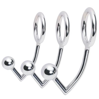Good Quality Male Stainless Steel Metal Anal Hook With Cock Rings Fetish Anal Plug Sex Toys