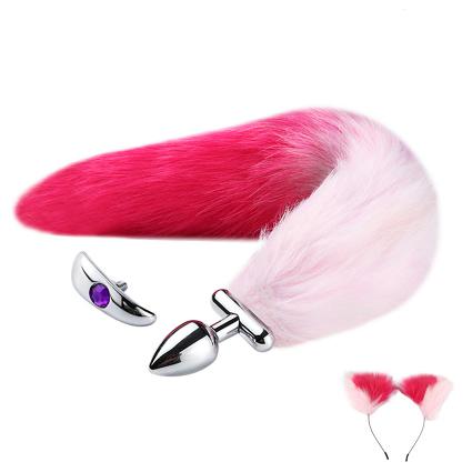 Hot Selling Fox Tail Metal Butt Plug and Car Ear Funny Adult Love Sex Toys for Woman