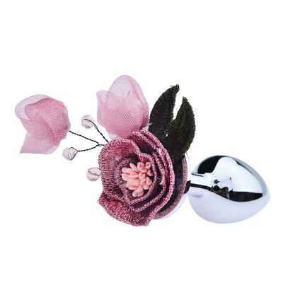 Hot Selling Metal Butt Plug Flower Butt Plug Silk Bud Sex Adults Game Silk Big Flower Anal Plug for Couples