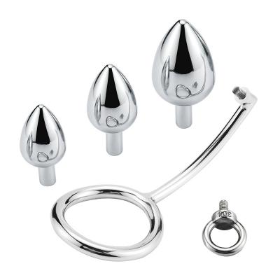Metal Stainless Steel Anal Hook Penis Ring Dual-Use Anal Plug Anal Expansion Masturbation Lock Fine Ring Sex Toys