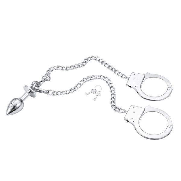 SM Training Sex Toys With Anal Plugs Iron Chains Handcuffs Metal Restraints Toys Flirting Supplies