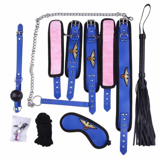 10 Piece Sex Leather Binding Set Couple Flirty Role-playing Sex Products Mouth Gag Whip Handcuffs Sm Bandage
