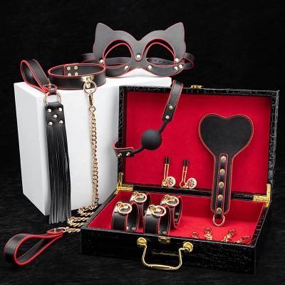 10 Pieces Bdsm Kits S  For Women Men Pu Leather Bondage Set With High-end Storage Case Juguetes Sexuales