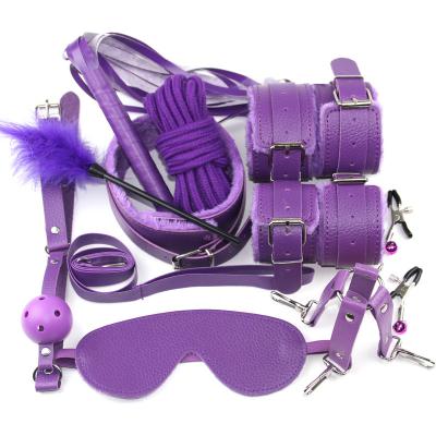 10 Sets Bondage Black Sexy Leather Fetish Bondage Kit Bedroom Fun Underbed Restraint System Sex Stimulation