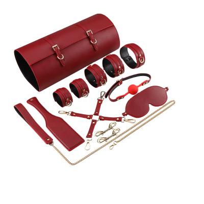 11 Pieces Pu Leather With Storage Bag Bdsm Set Bondage Fetish High Quality