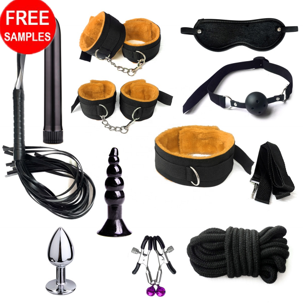 11pcs Anal Plug Handcuffs Mouth Gag Kit Fetish Bondage Restraint Slave Bullet-vibrator Bdsm Suit For  Sex Game