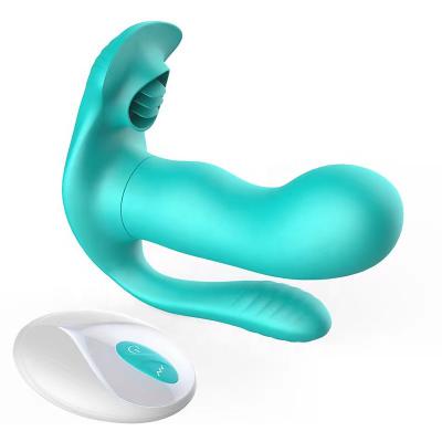 3 In 1 Tiffany Blue Licking Tongue Smart Heating Clitoril Anal Masturbation Vibrating Vibrator Women  Good For Of