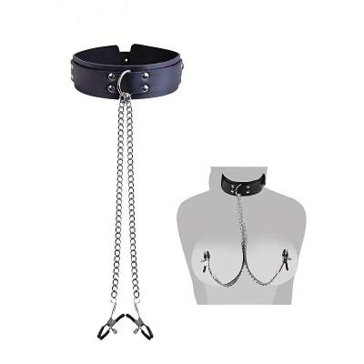 Adult Erotic Leather Neck Clip Alternative Flirtatious Collar Clip Tempting Sex Toy