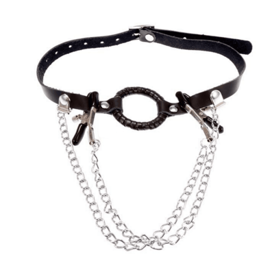 Adult Leather Chain Plug Soft Ball Gag for Couples Kits Open Mouth Gag