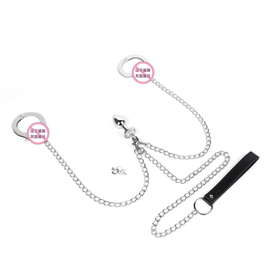 Adult Products SM Sex Toys Chain Handcuffs Metal Anal Plug Male and Female Slaves Adjust Sex Props