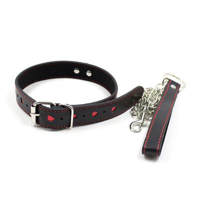 Adult Sex Toy Heart-shaped Leather Collar with Leash Dog Bondage Training to Increase the Fun of Sex