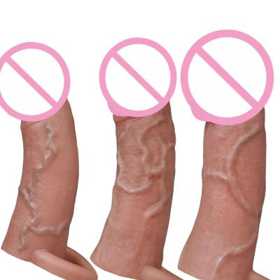 Adult Upward Penis Lengthening and Thickening Condom Hollow Wearing Simulation Soft Silicone Dildo Set Couple Sex Toys