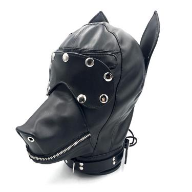 BDSM Dog Head Sex Hood Face Cover for Fetish Play Cosplay Group Sex Party Adult Sex Toys Faux Leather for Beginners Erotic Games
