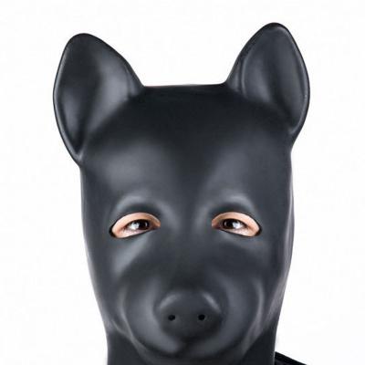 BDSM Natural Latex Dog Head Hood Animal Costume Eye Mask of Bondage Fetish Slave Sex Toys for Adult Game
