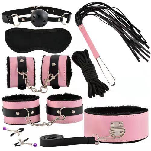 Bdsm Bondage Set Kits S  For Women Men Handcuffs Nipple Clamps Whip Spanking Metal Anal Plug Vibrator Butt