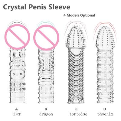 Crystal Condom Penis Rings Extension Delayed Vagina Massage Sex Toy for Couple