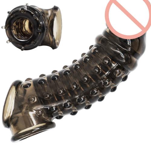 Customized Medical Thermoplastic Elastomer Materials  Black Penis Enlargement Crystal Condom Factory Outlet Sleeve