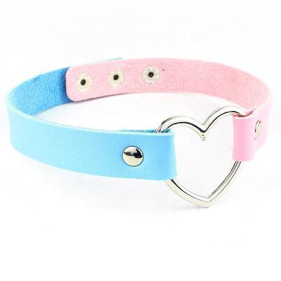 Double Color Fetish Slave Bdsm Leather Collar Sm Goth Fashion Faux Choker