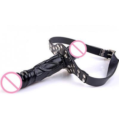 Double Heads Dildo Gear Slave Mouth Gag Penis Dildo Gag Train With Lock Women Oral Sex Mouth Plug BDSM Bondage Sex Toys