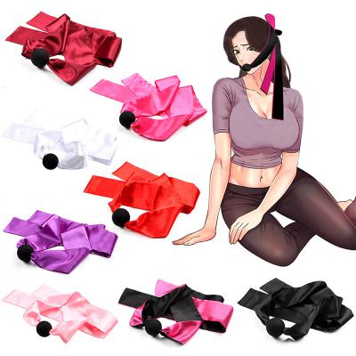 Factory Direct Supply New Adult Satin Bundled Silicone Mouth Gags Silicone Ball Mouth Bondage for Female
