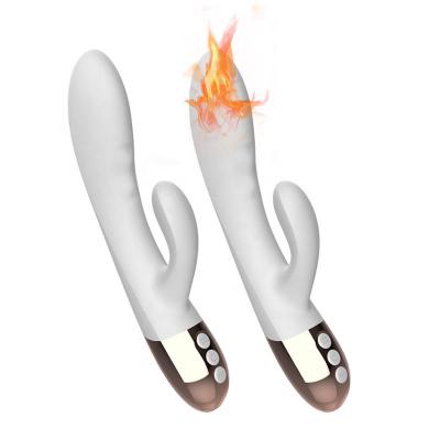Fair Price Dual Head Heating Waterproof Rechargeable Wand Silicone Dildo Rabbit Vibrator For Women