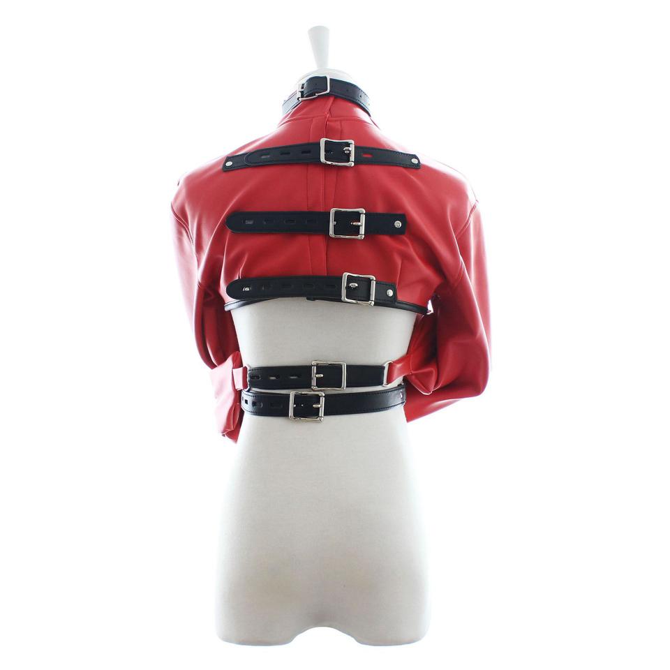 Fetish BDSM PU Leather Straitjacket Female Cupless Strait Jacket Women Bondage Restraint Adults Sex Toys for Woman Cosplay