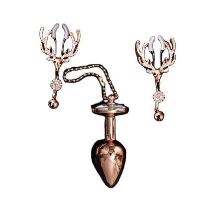 Gemstone Bell Labia Clip Female SM Training Punishment Nipple Tools Flirting  Nipple Clips Wearing Anal Plug Sex Toys