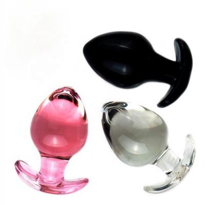 Hot Selling Glass Anal Plug Transparent Dildo G Spot  For Women Male
