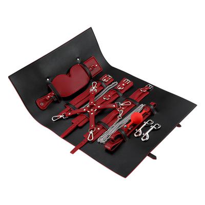 Leather Bondage Restraints Kits BDSM Sex Handcuffs Whip Anal Plug Erotic Sex Toy for Couples Adult Games