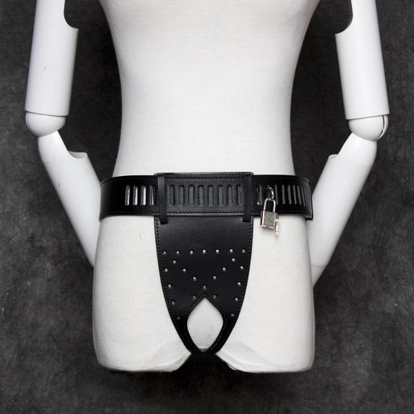 Leather Thong Sexy Chastity Belt Lock Pants Bondage Panties Adult Games Toys