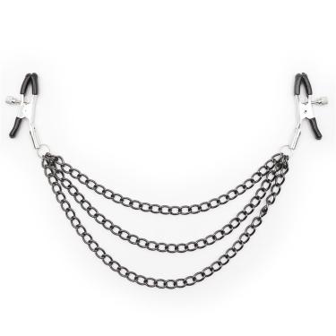 Low Price Metal Nipple Clamps with Rubber 3 Chain for Female Breast Clips