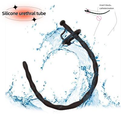 Male Silicone Long Horse Eye Urethral Dilation Hollow Tube Penis Masturbation Male Slave Training  SM Sex Toy