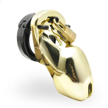 Men's Chastity Lock Gold & Silver Plastic Chastity Cage Anti-removal Ring