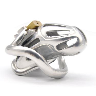 Men's Recessed Stainless Steel Chastity Lock Chastity Device Electric Shock Bird Cage