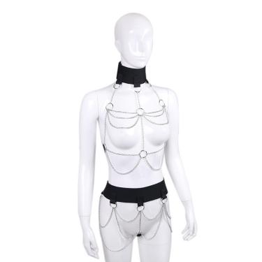 Neck Harness for Women Punk Garter Sexy Choker Chain Chastity Belt Suspenders Waist Bondage BDSM Cage
