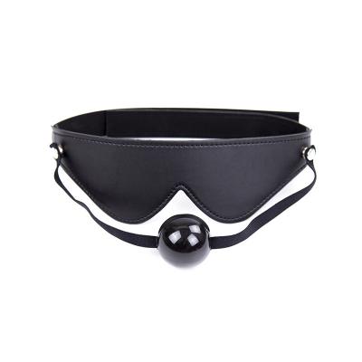 New Style Black Eye Mask with Open Mouth Gag Sex Bondage Blinder and Restraint Mouth Stuffed Rubber Ball Adult Games Toys Sexo