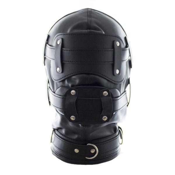 Pink Color Bondage Hood BDSM Leather Muzzle Gimp With Detachable Eye Pad Penis Mouth Gag Head Harness Sexy Costume Accessory