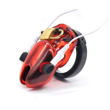 Plastic Electro Shock Cock Cage Sex Toys for Men Lockdown Male Chastity Device Electro Sex Set