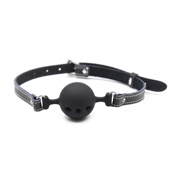 Real Leather Bondage Training Sex Aid Soft Silicone Solid Mouth Gags