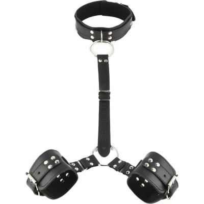 Sm Couple Alternative Bundles Wrist Cuffs Sex Restraint Set Backhand Bondage Items Stuffed Leather Straps Handcuffed