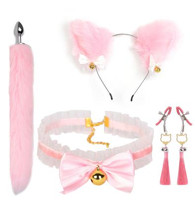 SM Sex Toy Cat Tail Headband Seven Piece Set Female Flirting Interactive Prop Adult Anal Plug