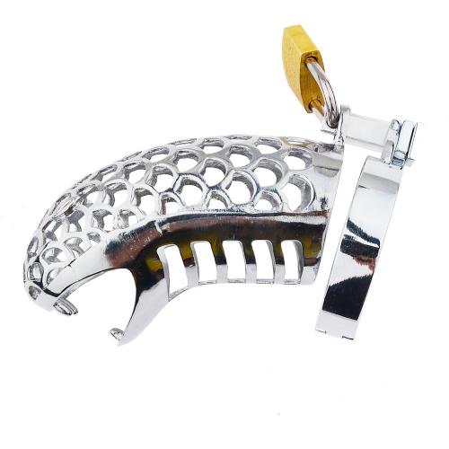 Serpentine Chastity Device Stainless Steel Chastity Lock for Male Bird Cage