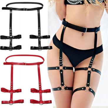 Sexy Punk Leather Body Chain Bondage Bdsm Leather Garter Belt for Fetish Restraint Bdsm Game