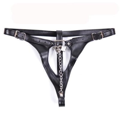 Sexy Women Chastity With Chain and Lock Panties Lingerie Thongs Briefs Underwear