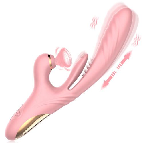 Sucking Vibrator 3 In 1 Finger Patting G Spot Rabbit Flap Dildo  For  Female Clitoral Stimulator