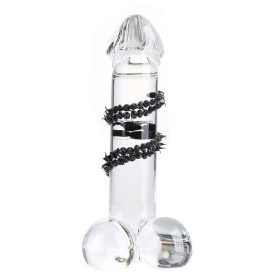 The Crystal Glass Dildo Lengthens The Plus-sized With Silicon Rubber Soft Thorn Female