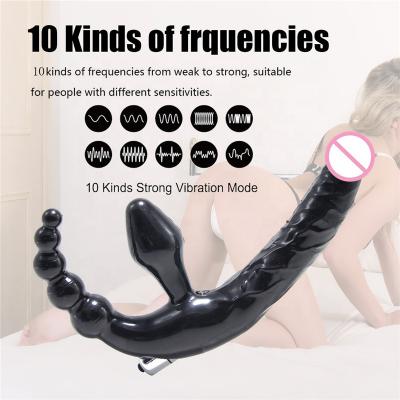 Three Heads Anal Beads G Spot Dildo Vibrator Strapless Strap On  Lesbian Butt Plug For Women Couple