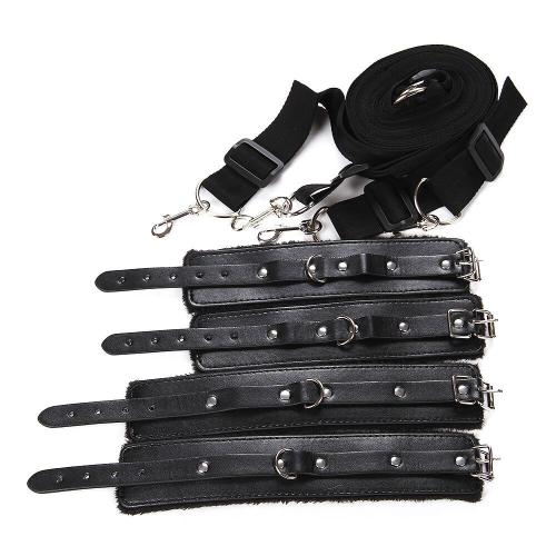 To Quality Adult Sex in Bondage Suit Bed Straps Leather Bandages Plush Ankle Cuffs and Handcuffs