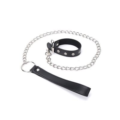 To Quality Leather Delay Ring Bondage Traction Chain Penis Collar With Long Chian For Man